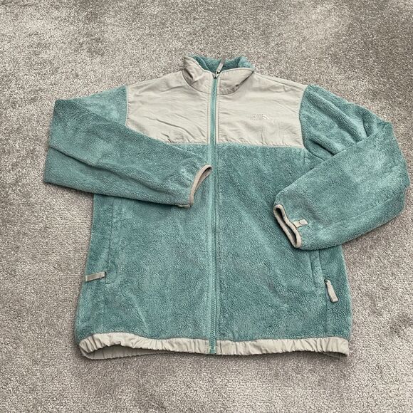 The North Face Denali Polartec Fleece Jacket Girls XL Green Gray Outdoor Hiking